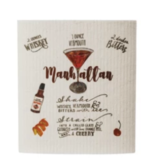 Reusable Cellulose Sponge Cloth w/ Cocktail Recipe & Art, 8 Styles - A. Dodson's