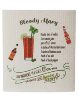Reusable Cellulose Sponge Cloth w/ Cocktail Recipe & Art, 8 Styles - A. Dodson's