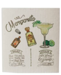 Reusable Cellulose Sponge Cloth w/ Cocktail Recipe & Art, 8 Styles - A. Dodson's
