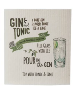 Reusable Cellulose Sponge Cloth w/ Cocktail Recipe & Art, 8 Styles - A. Dodson's
