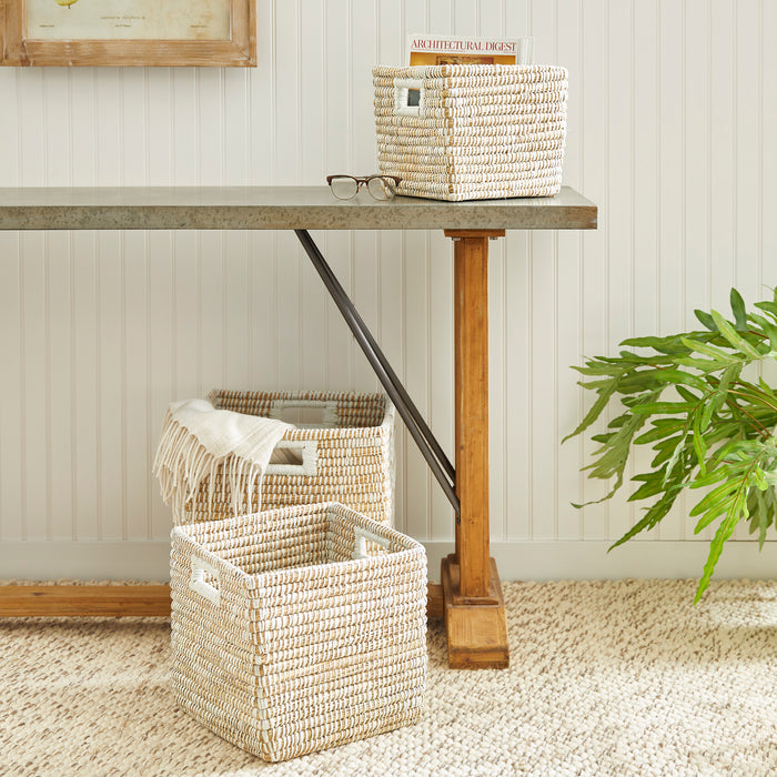 Rivergrass Square Baskets With Handles, Set Of 3 - View 2