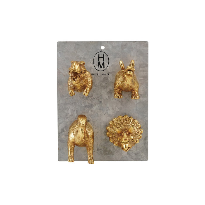 S/4 Resin Dinosaur Magnets on Metal Card