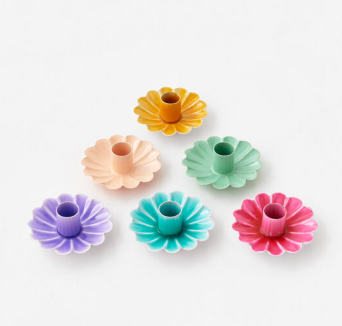 Scalloped Candleholder, 6 Colors, Metal, 4"