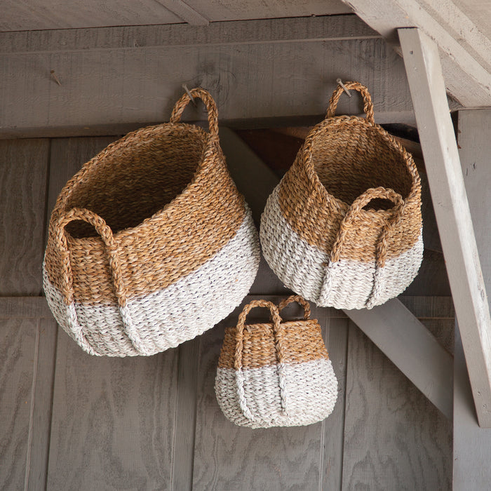Seagrass Round Baskets With Handles, Set Of 3 - View 2