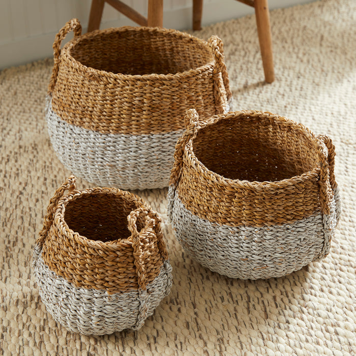 Seagrass Round Baskets With Handles, Set Of 3 - View 4