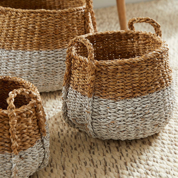 Seagrass Round Baskets With Handles, Set Of 3 - View 5