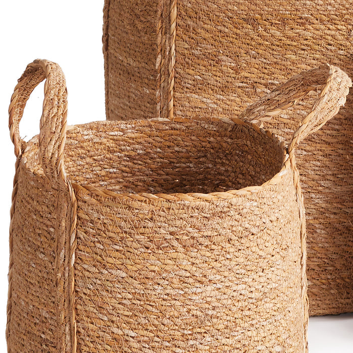 Seagrass Round Baskets With Long Handles, Set Of 3 - View 4