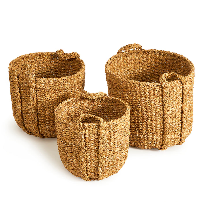 Seagrass Round Drum Baskets, Set Of 3 - View 2