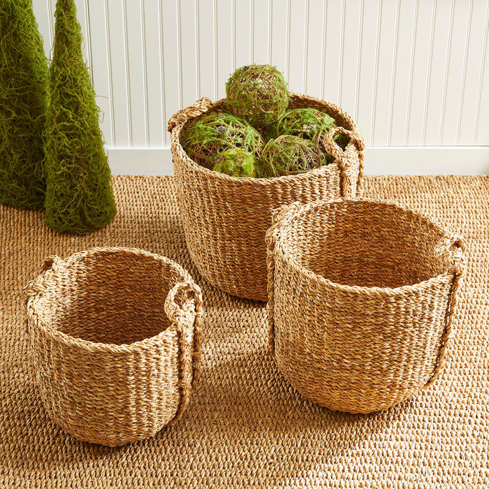 Seagrass Round Drum Baskets, Set Of 3 - View 6