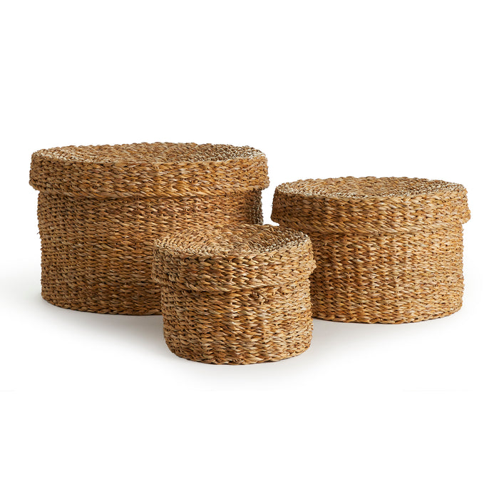 Seagrass Round Lidded Baskets, Set Of 3 - View 2