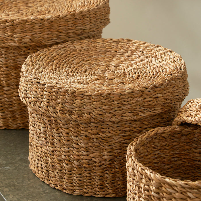 Seagrass Round Lidded Baskets, Set Of 3 - View 5