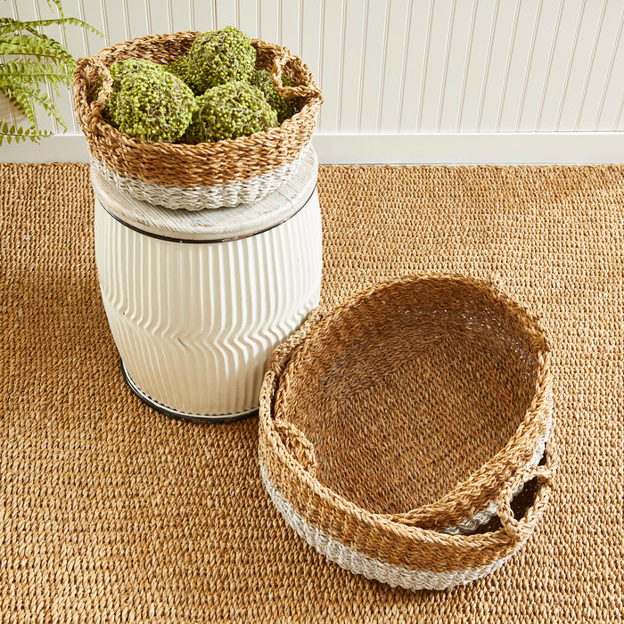 Seagrass Shallow Baskets With Handles, Set Of 3 - View 3