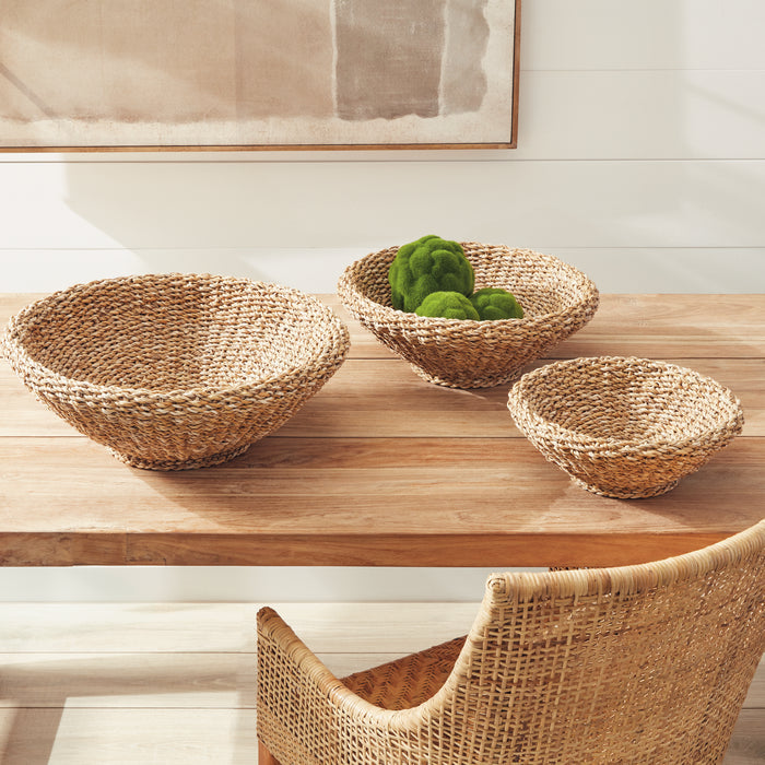Seagrass Shallow Tapered Baskets, Set Of 3 by Napa Home and Garden - front view