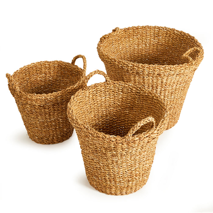 Seagrass Tapered Baskets With Handles, Set Of 3 - View 2