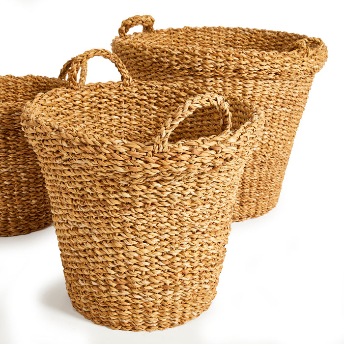 Seagrass Tapered Baskets With Handles, Set Of 3 - View 4