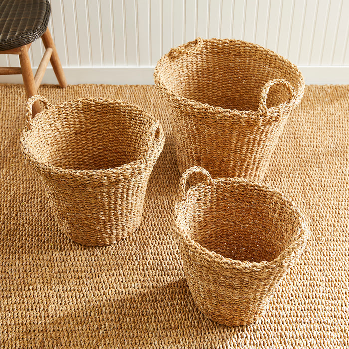 Seagrass Tapered Baskets With Handles, Set Of 3 - View 8