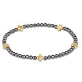 enewton Signature Cross Small 3mm Pearl Dark Grey Bracelet - Gold