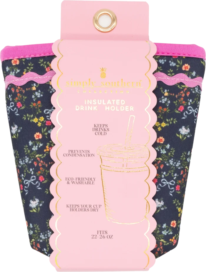 Simply Southern Insulated Drink Sleeve - Navy Ribbon Floral by Simply Southern