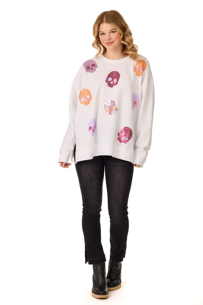 Skeleton Sparkle Sweatshirt by Mud Pie