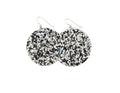 Sparkle in Black Round Leather Earrings