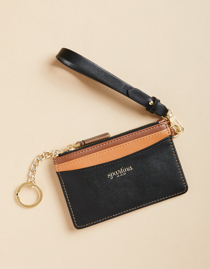 Spartina 449 Slimcard Coinpurse – Black Brown Colorblock