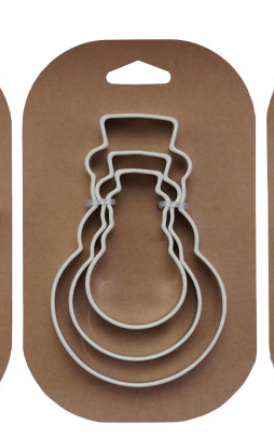 Stainless Steel Holiday Cookie Cutters on Card, Set of 3, 5 Styles