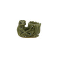 Stoneware Frog Holding Flower Shaped Vase, Green (Each One Will Vary)
