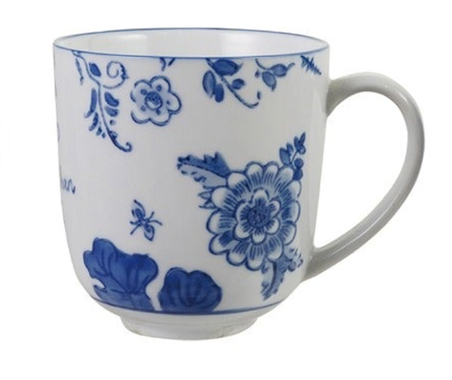 Stoneware Mug W Saying, Blue & White