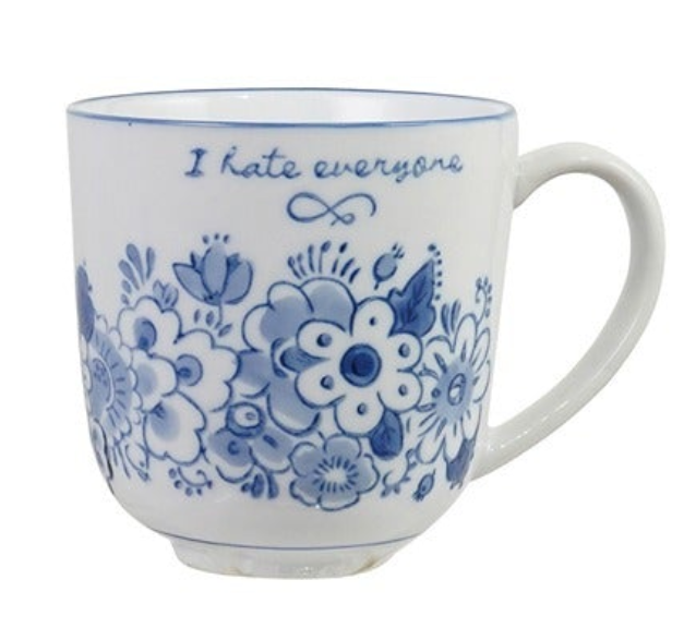 Stoneware Mug W Saying, Blue & White