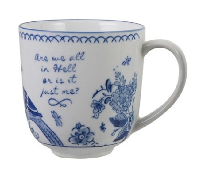 Stoneware Mug W Saying, Blue & White