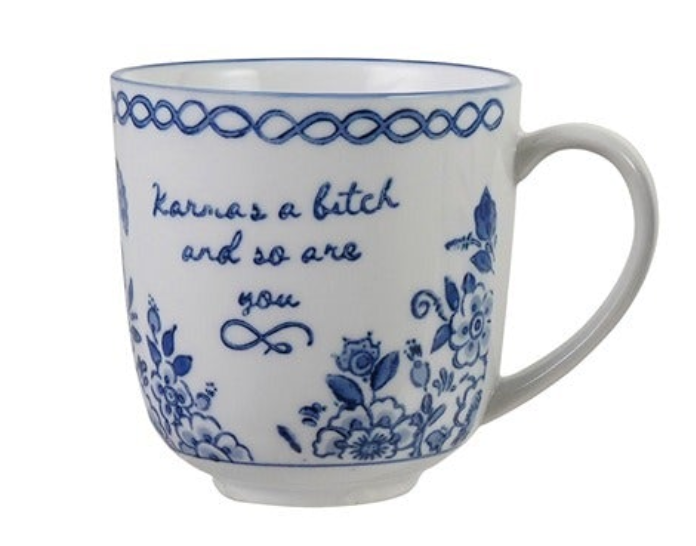 Stoneware Mug W Saying, Blue & White