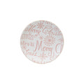 Stoneware Plate with Gold Color Rim "Merry Christmas", Pink & White by Creative Co-Op