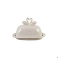 Stoneware Scalloped Butter Dish W Swans