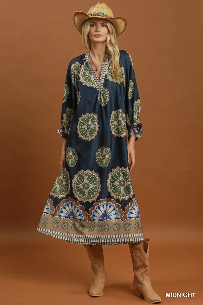 Susanne Abstract Print Belted Midi Dress
