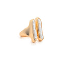 Tanner Gold Ring with Elongated Pearls by Leslie Curtis Jewelry