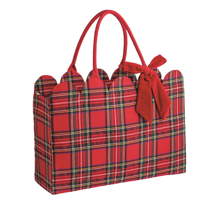 Tartan Scallop Tote by Mud Pie