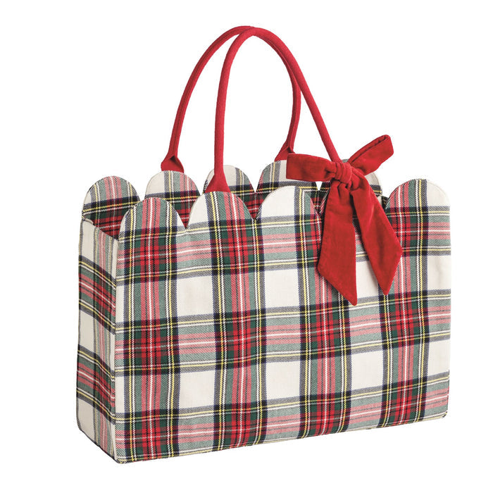 Tartan Scallop Tote by Mud Pie