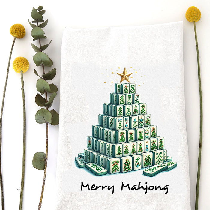 TEA TOWEL: MERRY MAHJ TILE TREE - A. Dodson's