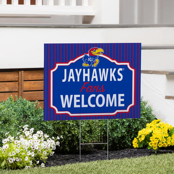 University of Kansas Coroplast Yard Sign, "Fans Welcome"