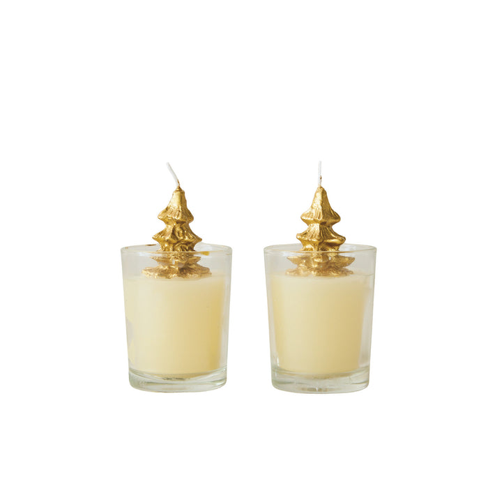 Unscented Tree Candle in Glass Vessel (Est. Burn Time 15 Hours) by Creative Co-Op