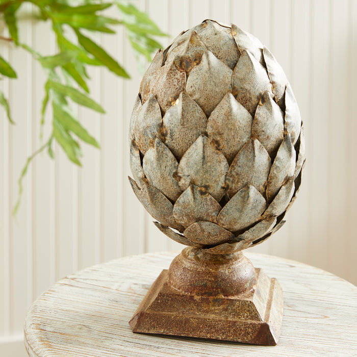 Weathered Metal Artichoke Finial Small - View 7