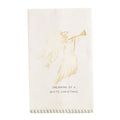 White Christmas Stripe Hem Towel by Mud Pie