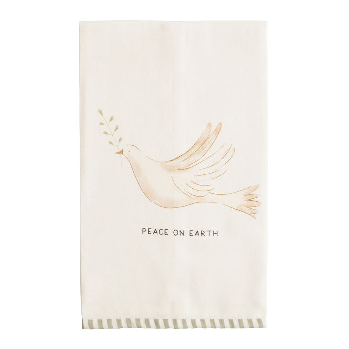 White Christmas Stripe Hem Towel by Mud Pie