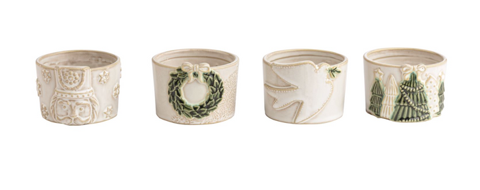 White Christmas Tidbit Dishes by Mud Pie