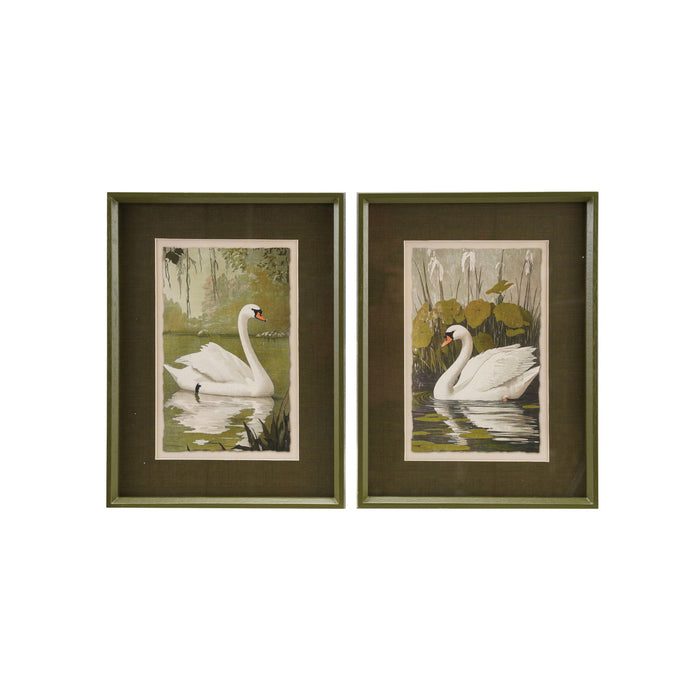 Wood Framed Glass Wall Decor with Swan & Mat, 2 Styles