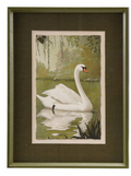 Wood Framed Glass Wall Decor with Swan & Mat, 2 Styles