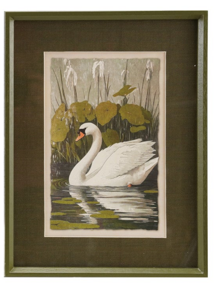 Wood Framed Glass Wall Decor with Swan & Mat, 2 Styles