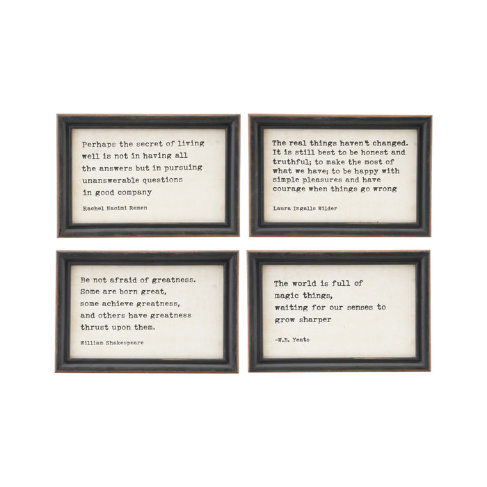 Wood Framed Wall Decor with Saying, Black & White, 4 Styles